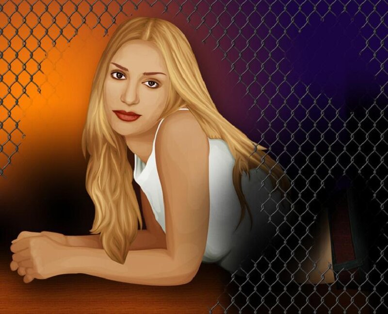 Blonde Woman Leaning — Orange