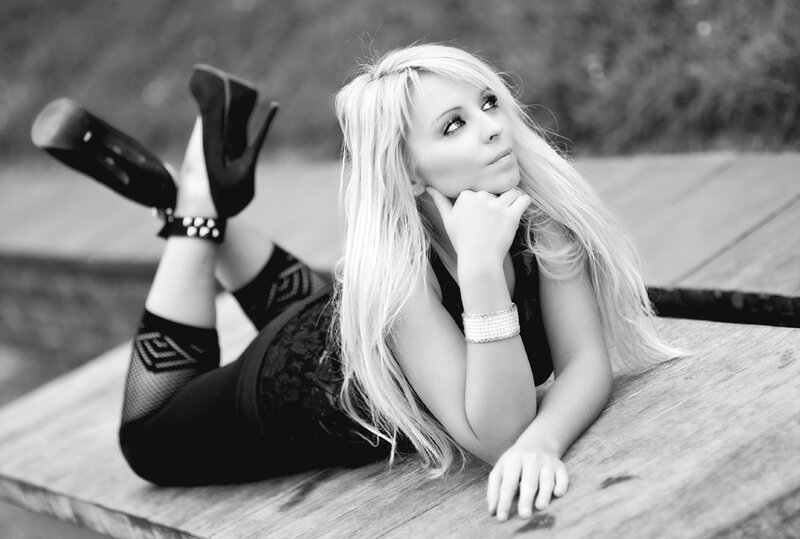 Blonde Woman Lying Down — Black, Contemplative