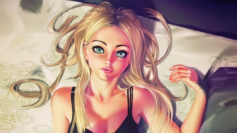 Blonde Woman Lying Down — Calm, Night