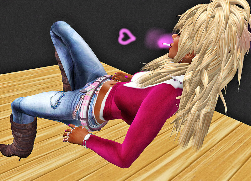 Blonde Woman Lying Down — Pink, Relaxed