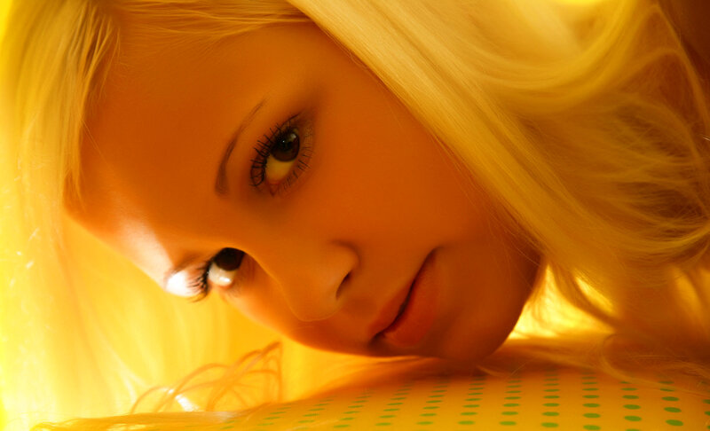 Blonde Woman Lying Down — Yellow, Warm