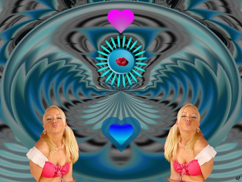 Blonde Woman Making Kiss — Blue