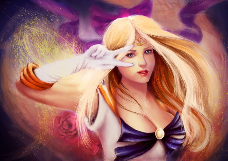 Blonde Woman Making Peace Sign