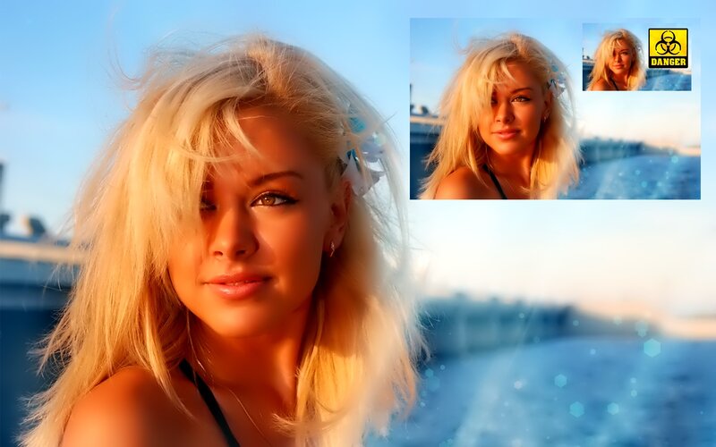 Blonde woman on a boat