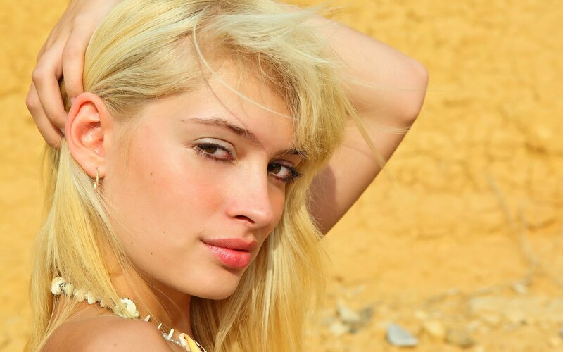 blonde woman on beach
