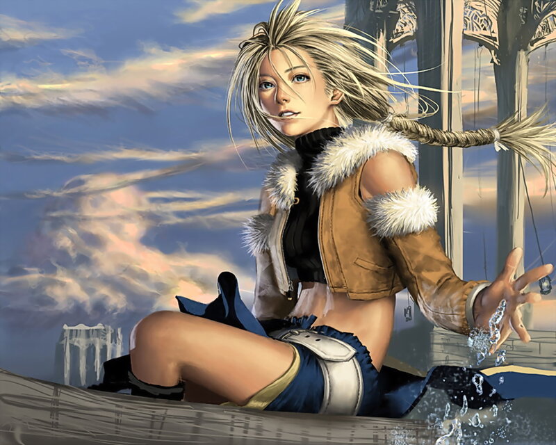 Blonde Woman on Boat — Blue