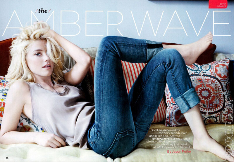 Blonde Woman on Couch — Blue, Relaxed