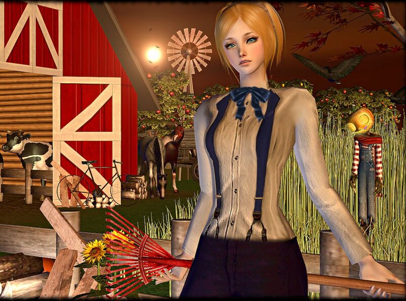 Blonde Woman on Farm