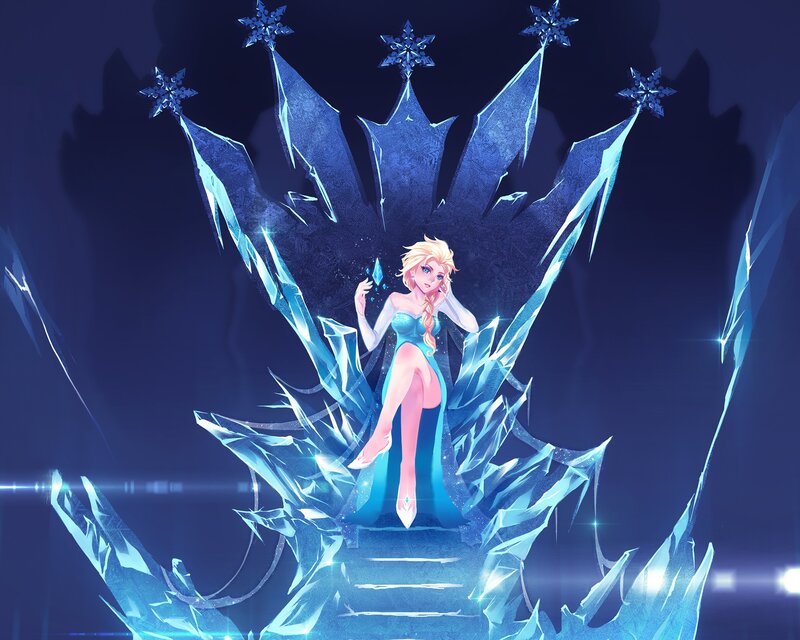 Blonde Woman on Ice Throne