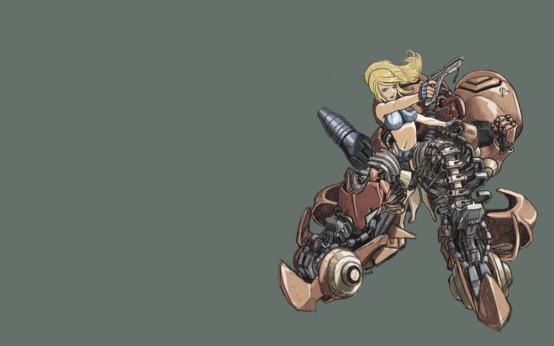 Blonde Woman on Mech — Gray