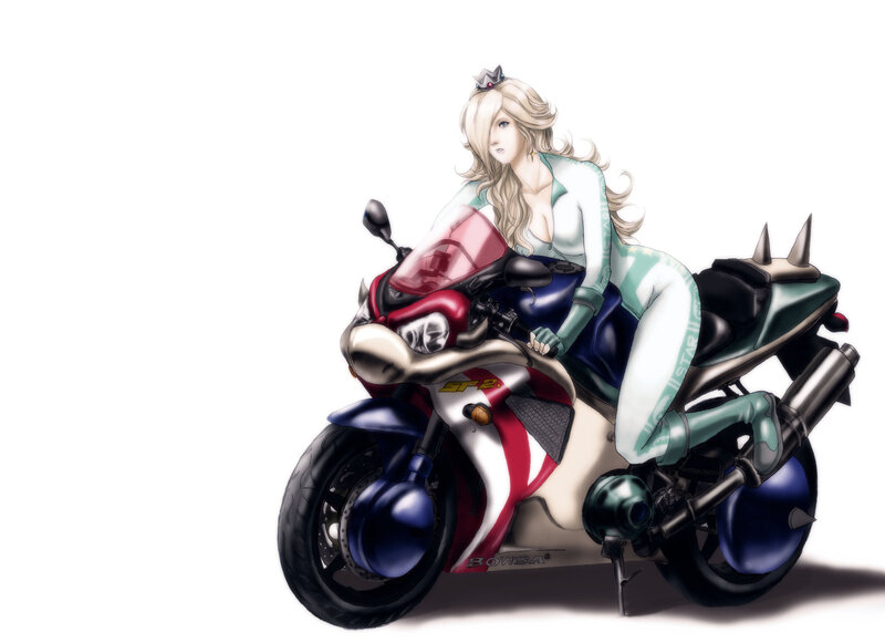 Blonde Woman on Motorcycle — White