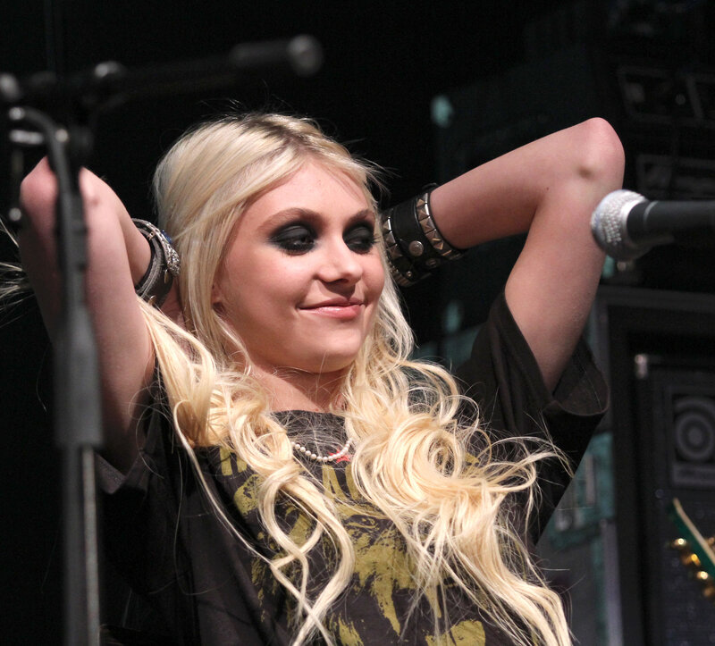 Blonde Woman on Stage — Black, Energetic, Photograph, Microphone