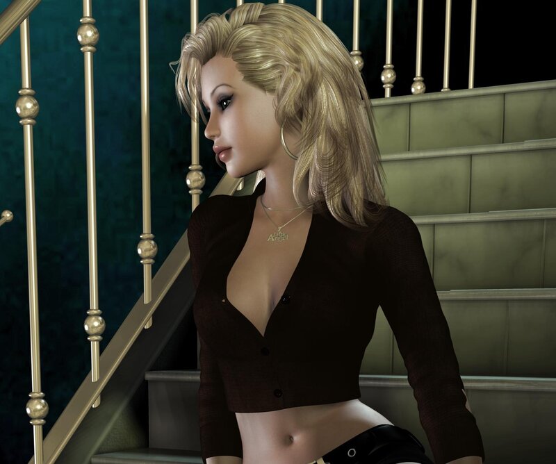 Blonde Woman on Stairs — Brown