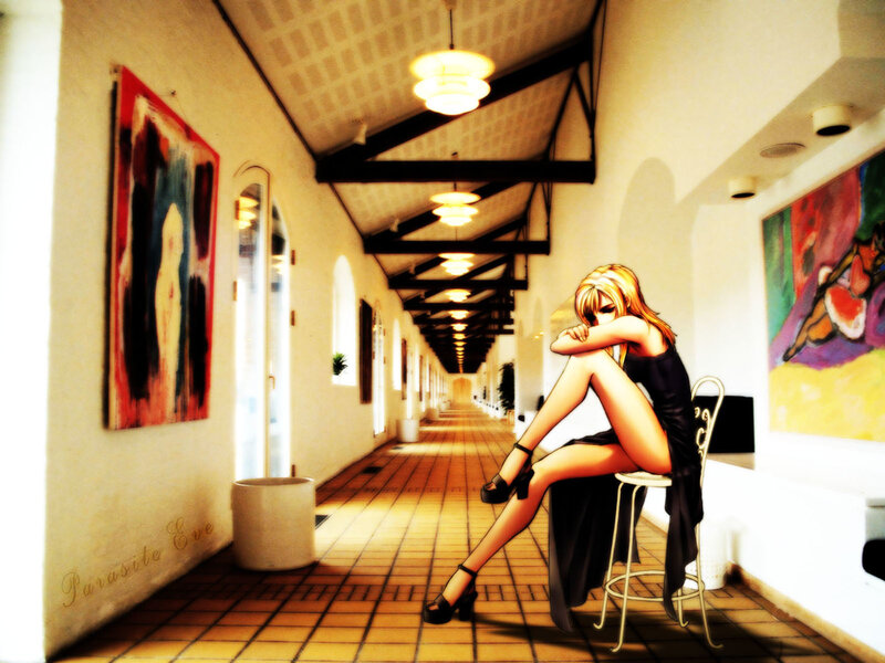 Blonde Woman on Stool
