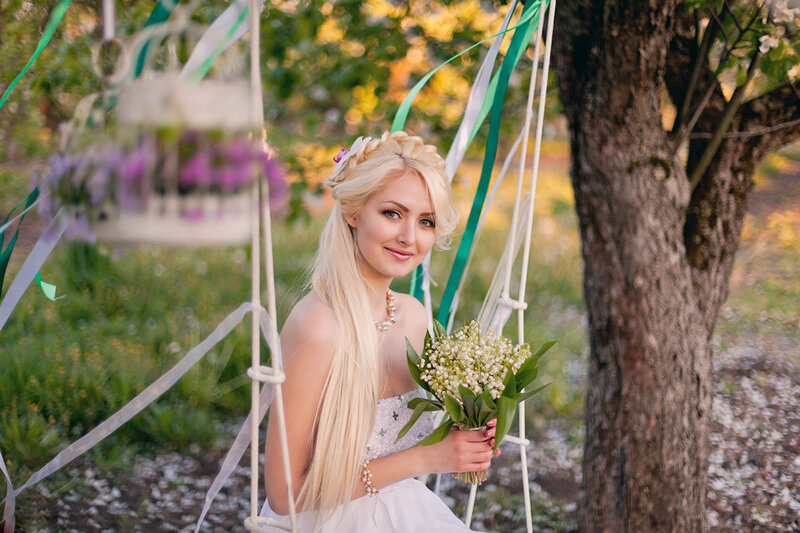 Blonde Woman on Swing