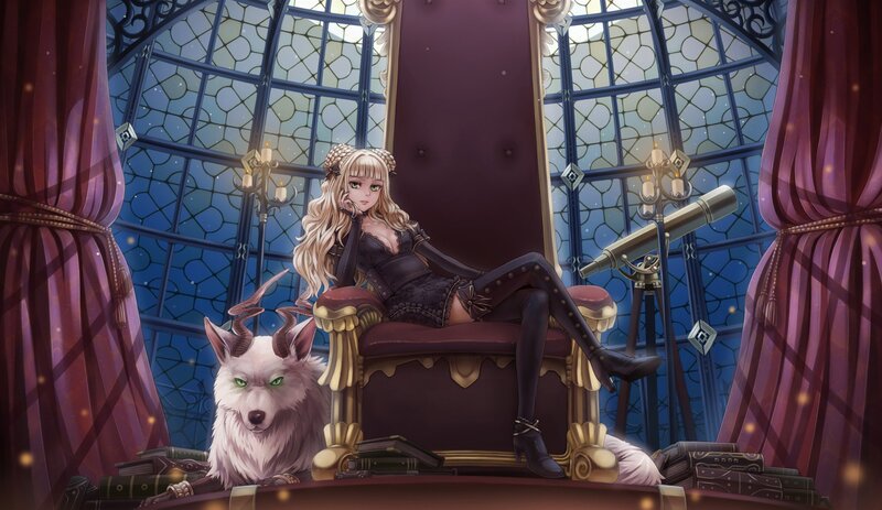 Blonde Woman on Throne — Purple, Dramatic