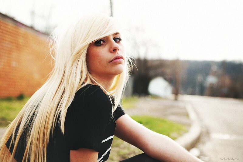 blonde woman outdoors
