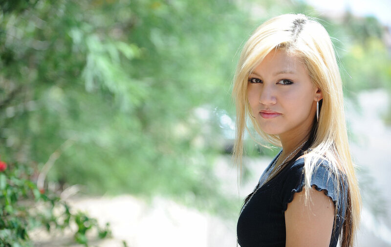blonde woman outdoors