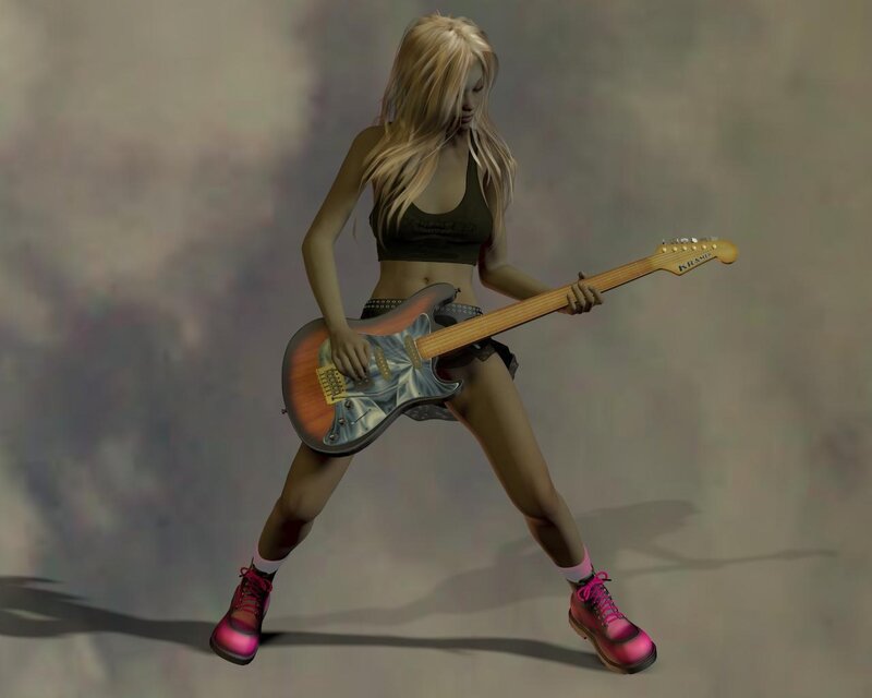 Blonde Woman Playing Guitar