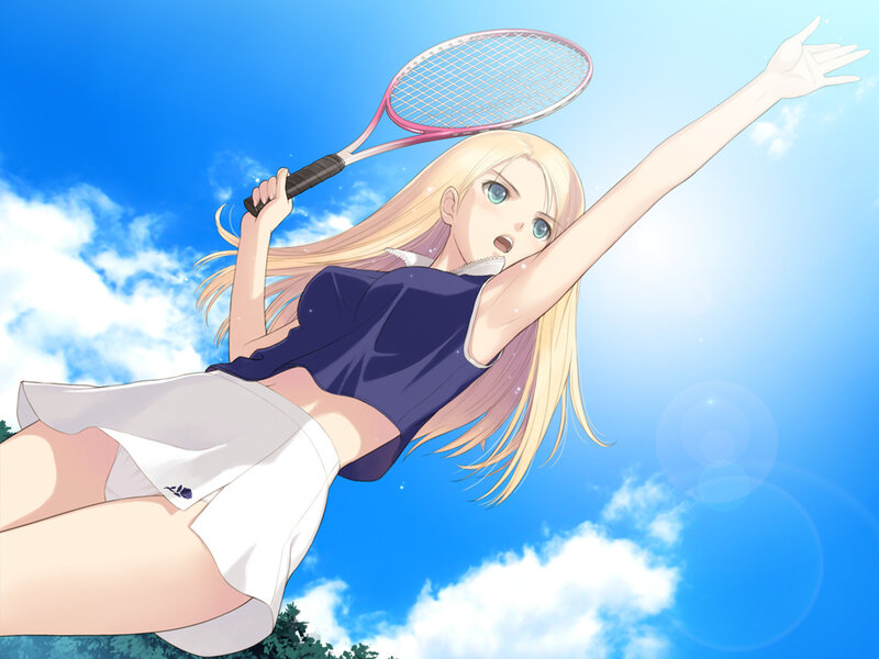 Blonde Woman Playing Tennis