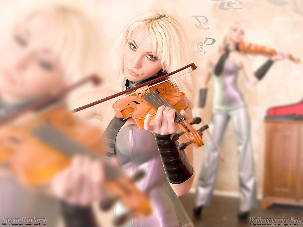 Blonde woman playing violin