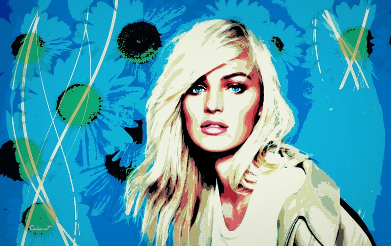 Blonde Woman Portrait — Blue