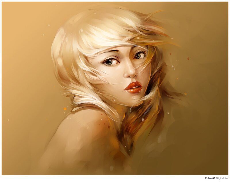 Blonde Woman Portrait — Gold