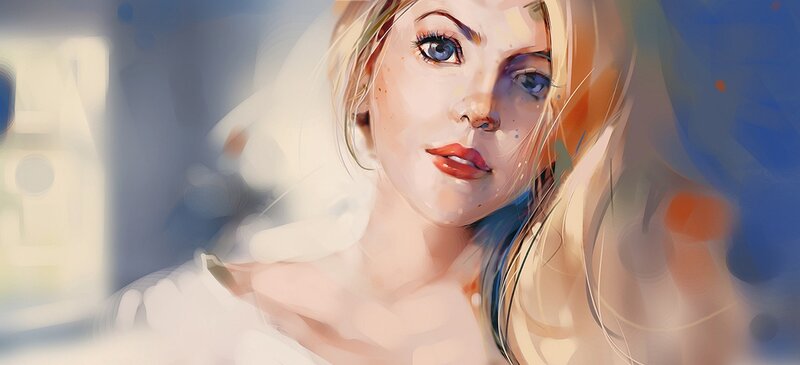 Blonde Woman Portrait — White