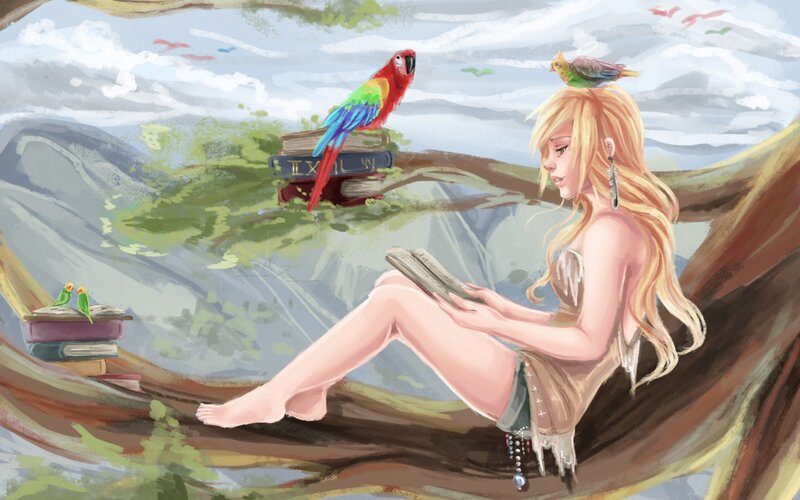 Blonde Woman Reading Book