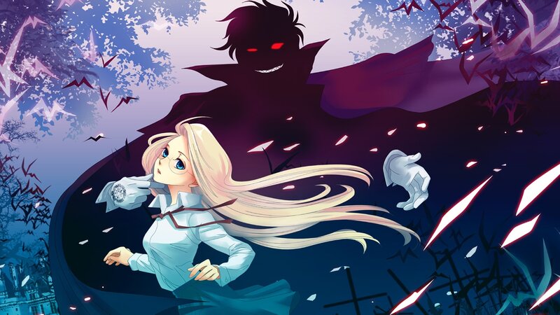 Blonde Woman Running from Shadow