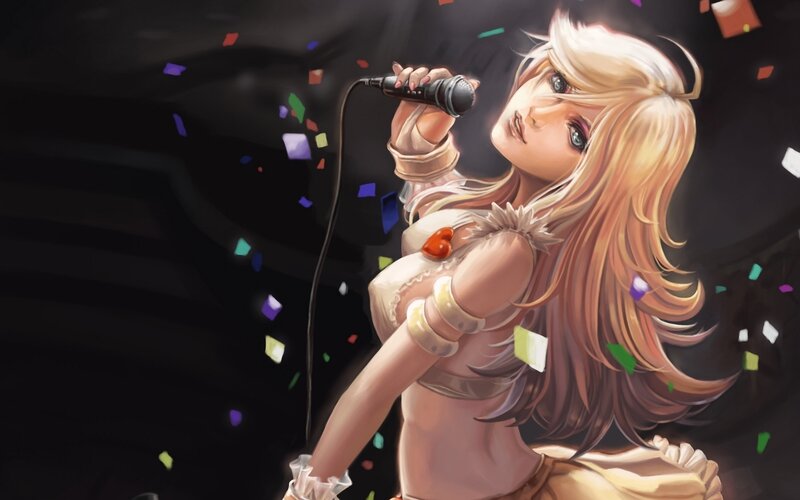 Blonde Woman Singing — Black