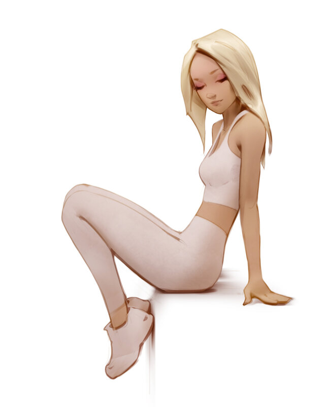 Blonde Woman Sitting — Beige