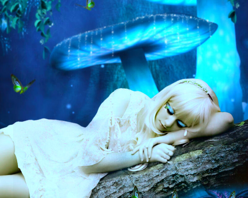 Blonde Woman Sleeping — Blue