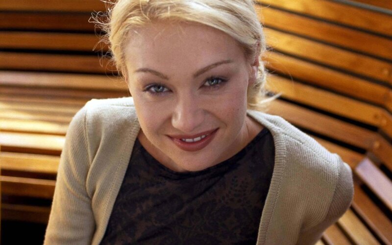 Blonde Woman Smiling — Beige, Friendly, Photograph