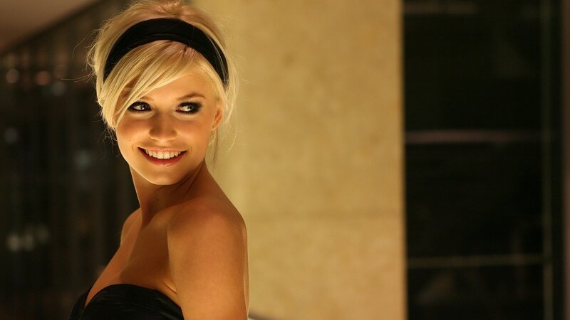 Blonde Woman Smiling — Black, Confident