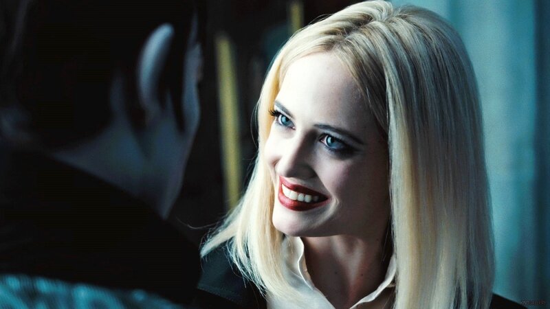 Blonde Woman Smiling — Blue, Dramatic, Photograph