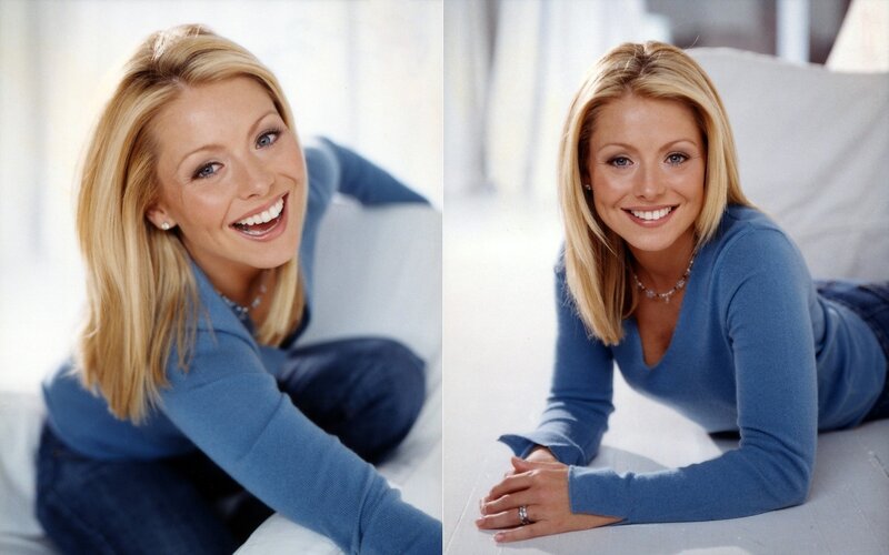 Blonde Woman Smiling — Blue, Friendly