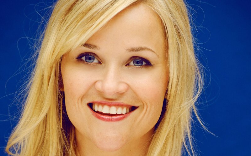 Blonde Woman Smiling — Blue, Happy, Photograph, Blue Eyes