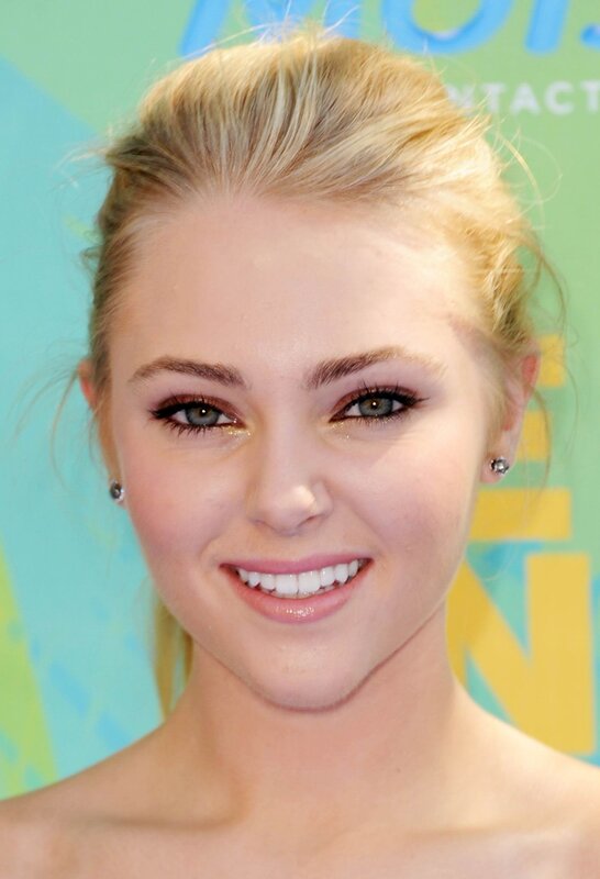 Blonde Woman Smiling — Blue, Happy, Photograph, Earrings