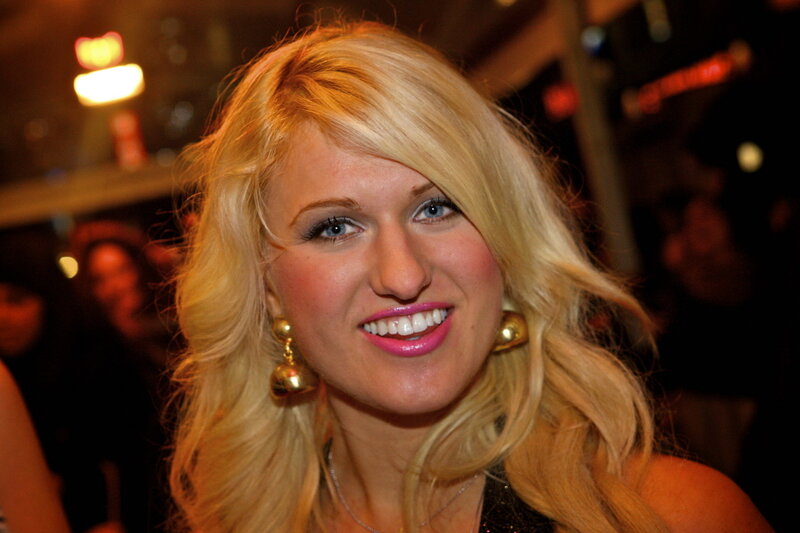 Blonde Woman Smiling — Happy, Night