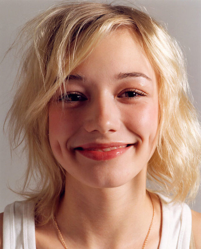 Blonde Woman Smiling — Neutral, Photograph, White Tank Top
