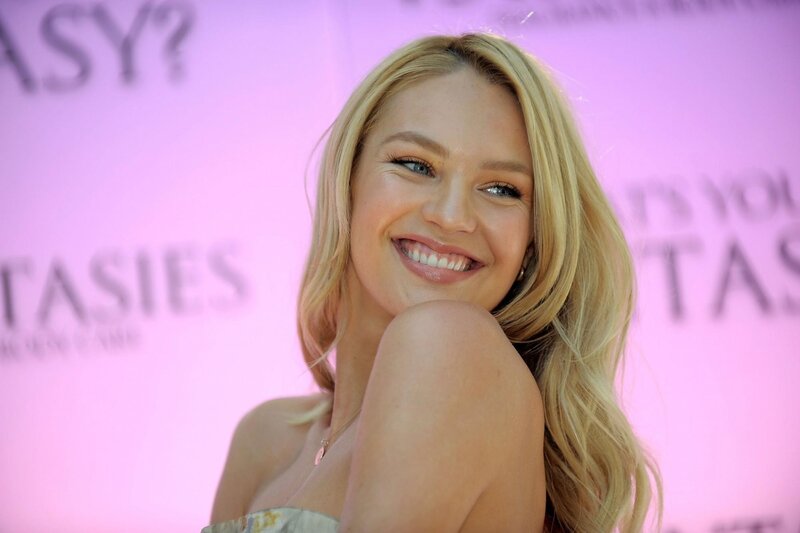 Blonde Woman Smiling — Pink, Happy, Photograph, Pink Backdrop