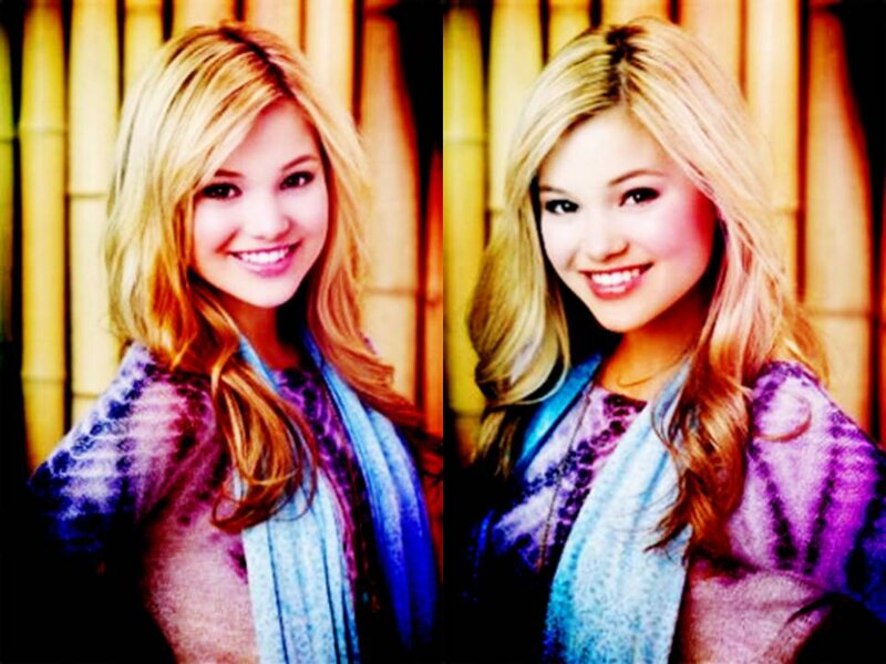 Blonde Woman Smiling — Purple