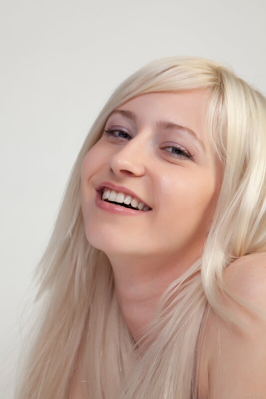Blonde Woman Smiling — White, Happy, Photograph, Smile