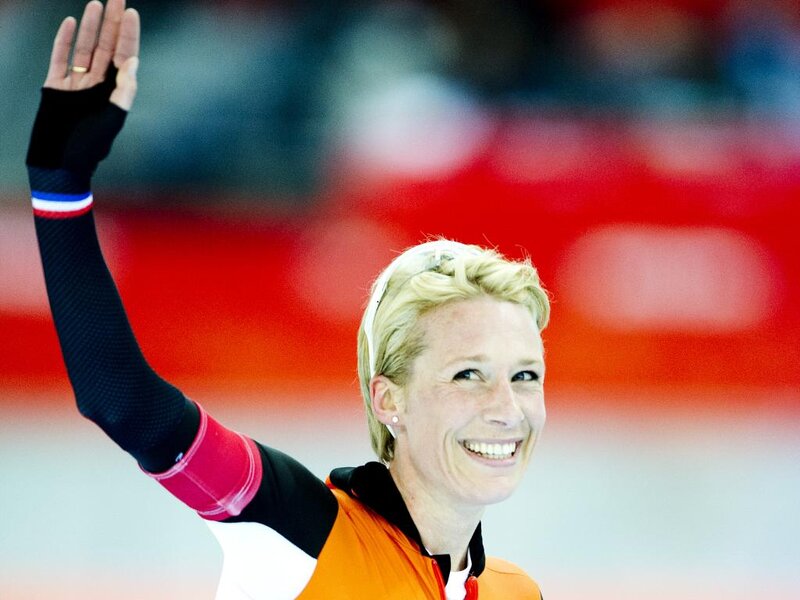 Blonde Woman Waving — Orange