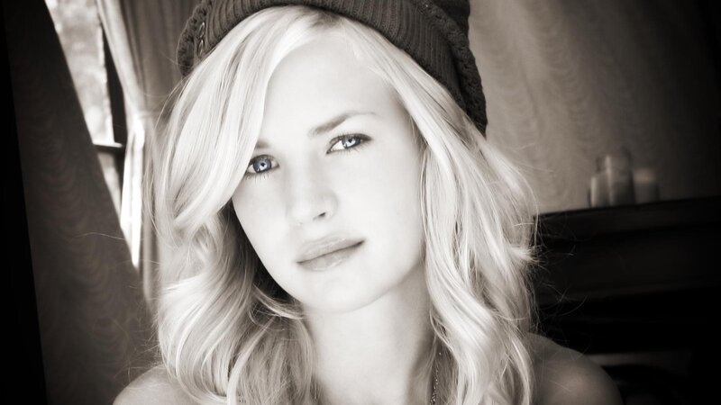 Blonde Woman Wearing Hat — Black