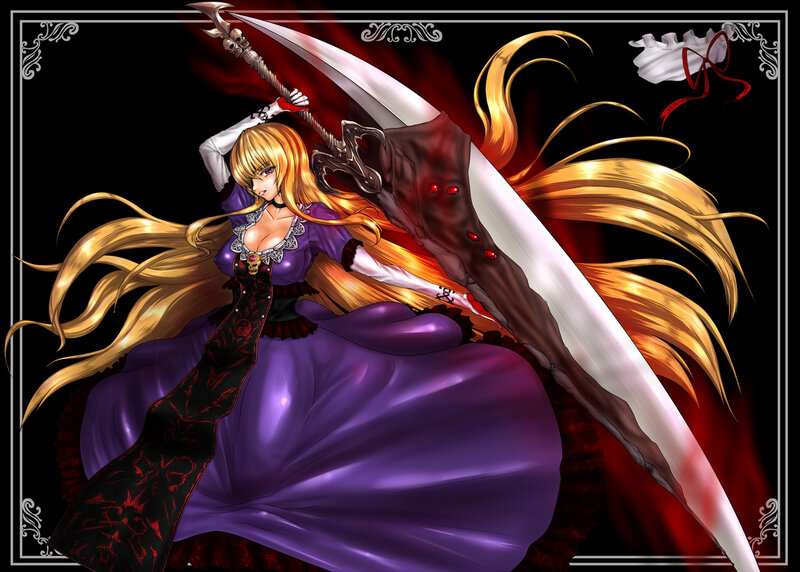 Blonde woman with a large sword