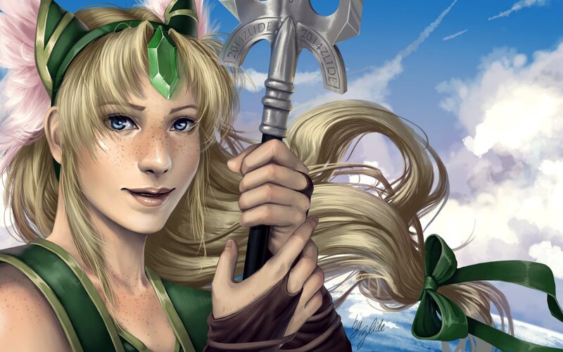 Blonde Woman with Axe