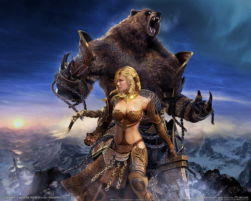 Blonde Woman with Bear — Blue, Dramatic, Sunset