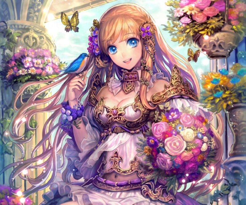 Blonde Woman with Bird — Purple